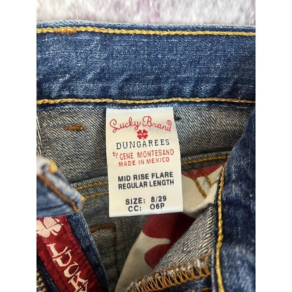 Lucky Brand Jeans Dungarees Blue Mid Rise Flare Regular Length 8/29 Western Y2K - Picture 11 of 12